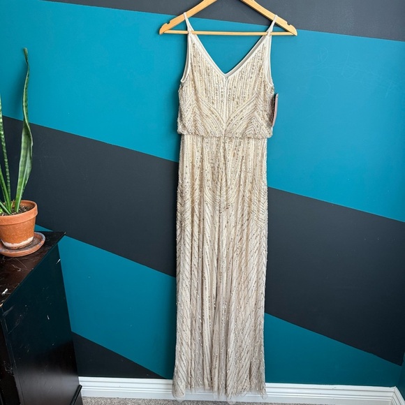 BHLDN NWT Pink and Gold Sleeveless Maxi gown - Picture 7 of 16